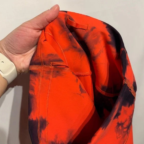 Lululemon Wunder Train High-Rise Crop 21" *Wash Tie Dye Carnation Red Black Sz 6 - Picture 9 of 10